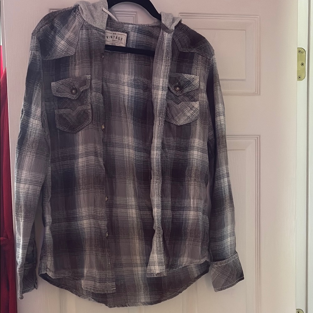 Vintage Gray Plaid Men's Shirt